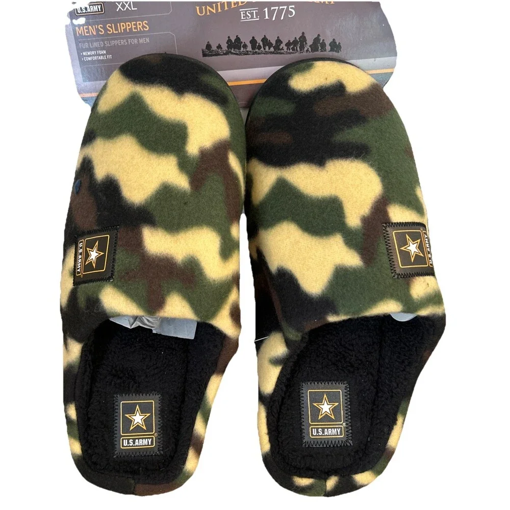 New US Army Camo Slippers Men's 13   House Shoes Slip On